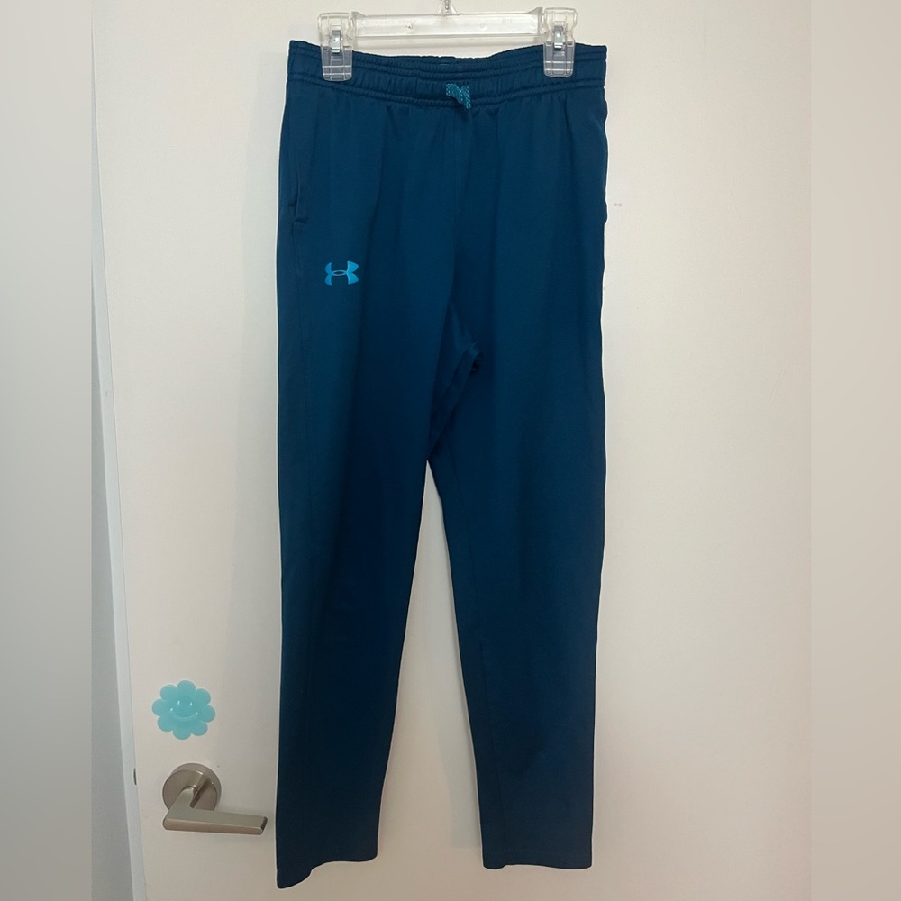 Under Armour Blue Athletic Pants (Size: youth large)